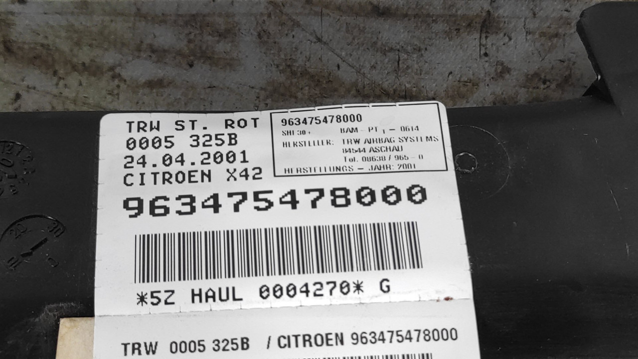 KROVNI AIRBAG CITROEN C5 > 01-04 963475478000
