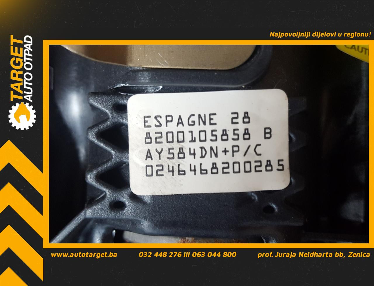 DIJELOVI AIRBAG VOLANA RENAULT MEGANE > 02-05 8200105858B