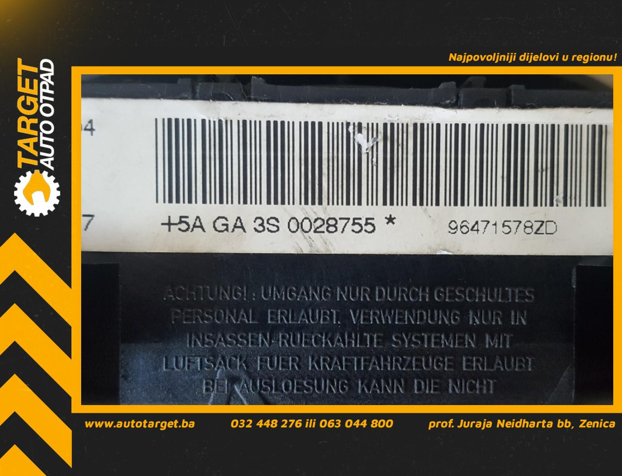 DIJELOVI AIRBAG VOLANA CITROEN C4 > 04-08 96471578ZD