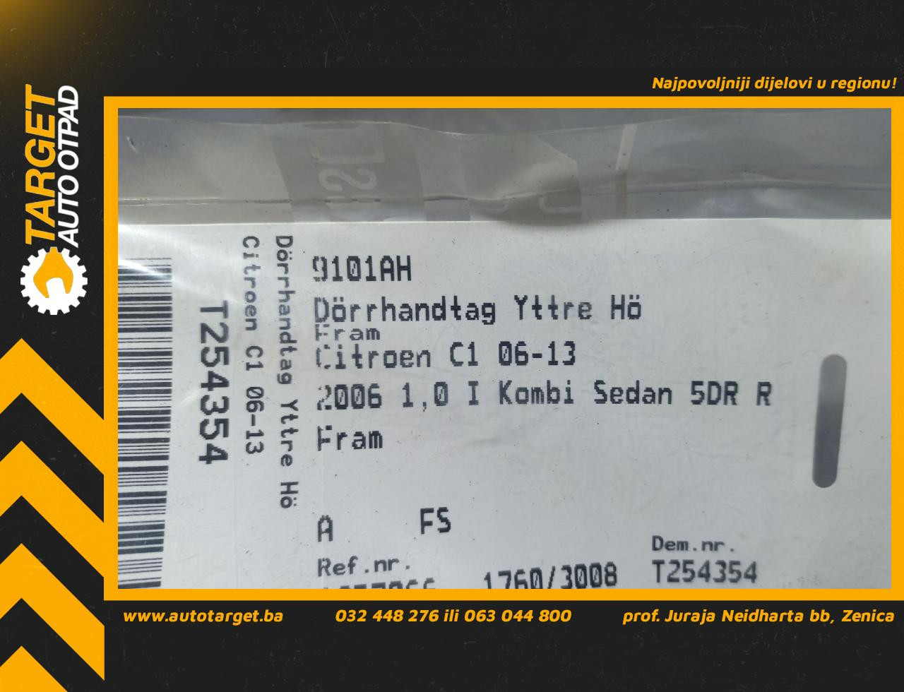 DIJELOVI RUCKA VRATA CITROEN C1 > 05-08 9101AH