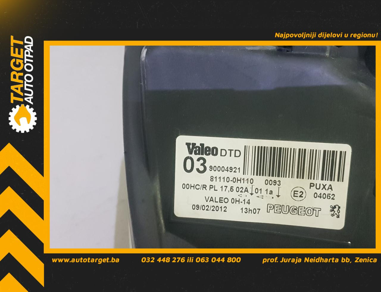 DIJELOVI FAR PEUGEOT 107 > 05-09 0390004921
