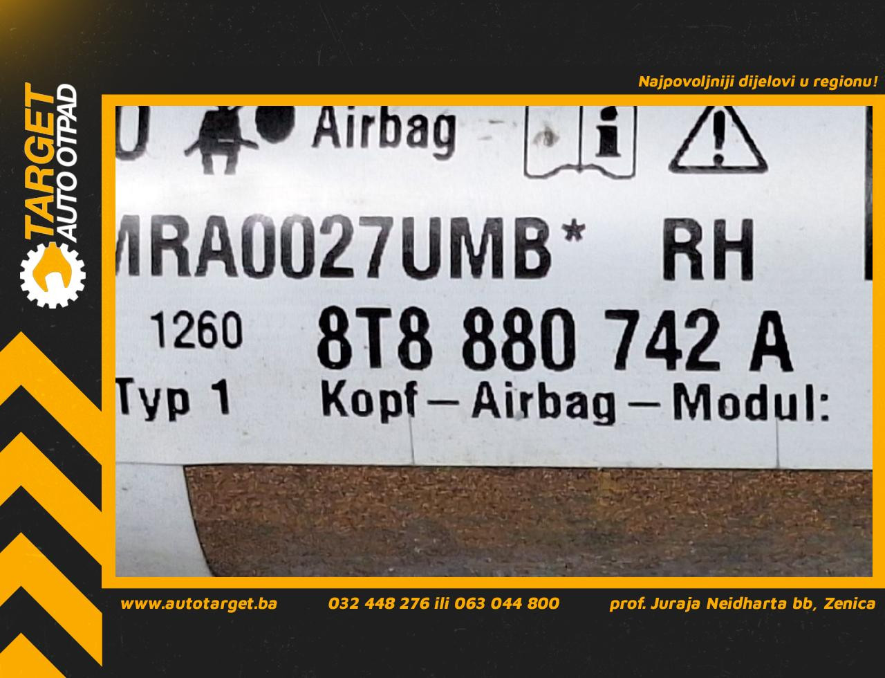 KROVNI AIRBAG AUDI A5 (8T) SPORTBACK > 07-11 8T8880742A