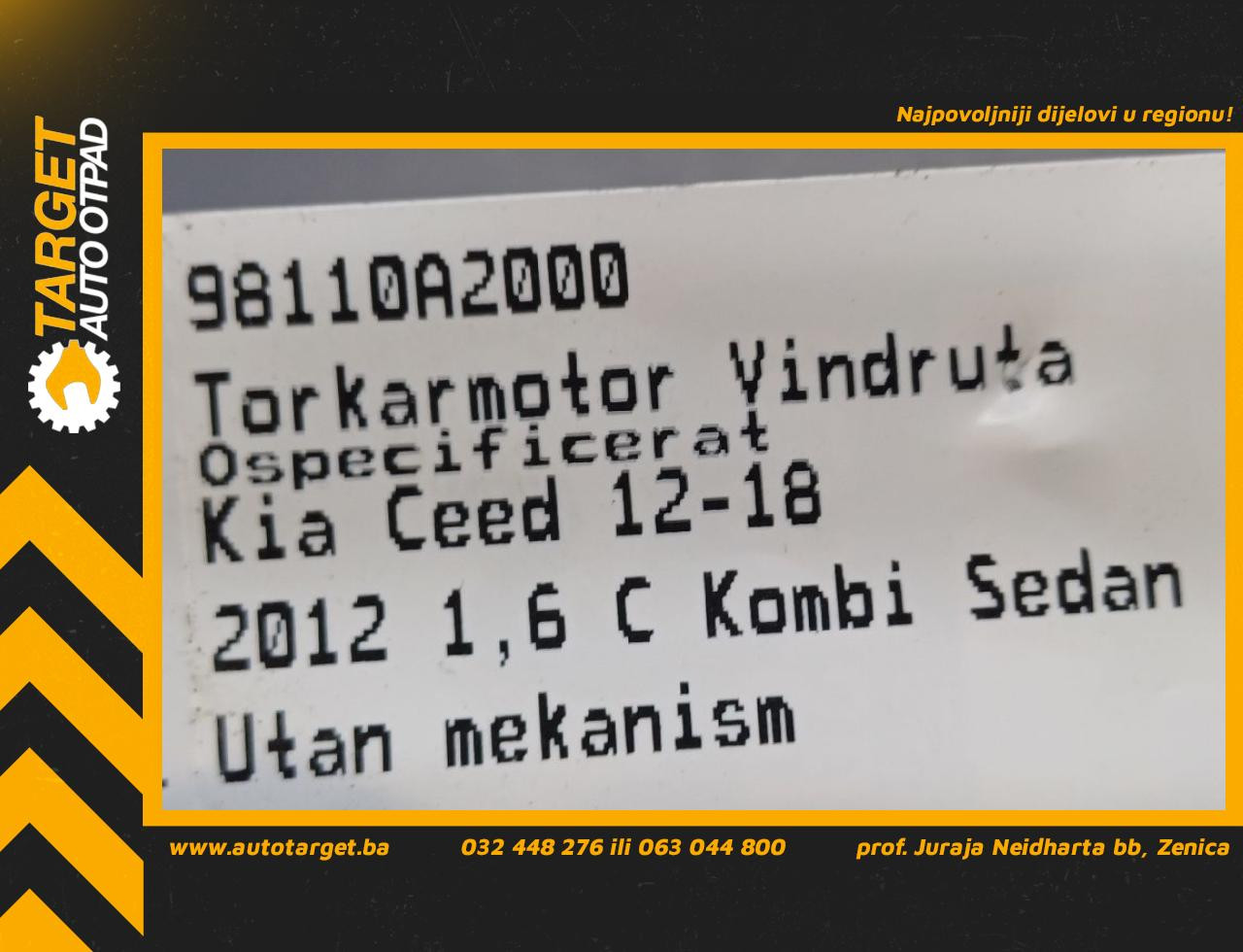 DIJELOVI MOTORIC PREDNJEG BRISACA KIA CEED > 18- 98110A2000
