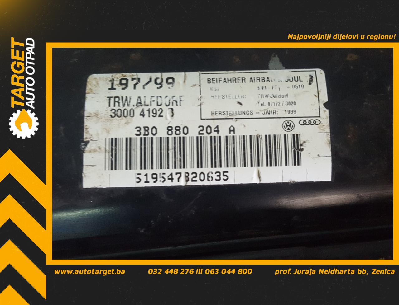 AIRBAG SUVOZACA VW PASSAT B5 > 96-00 3B0880204A 543488500124