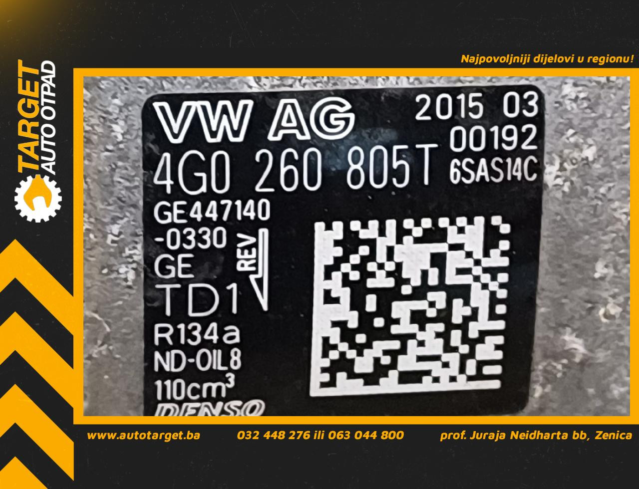 KOMPRESOR KLIME AUDI A6 4G > 14-18 4G0260805T