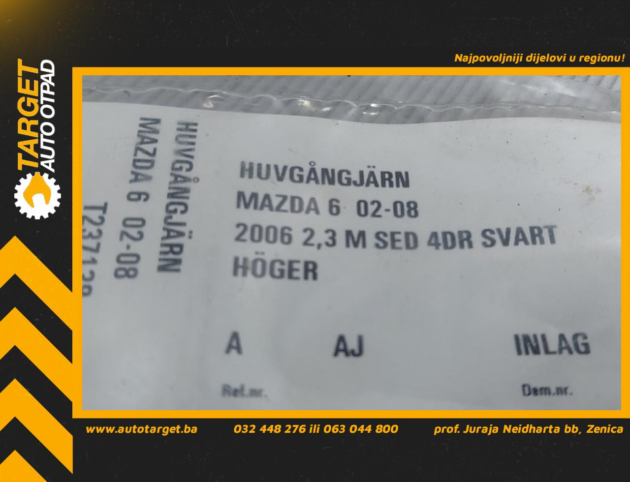 DIJELOVI SKARE OD HAUBE MAZDA 6 > 05-07
