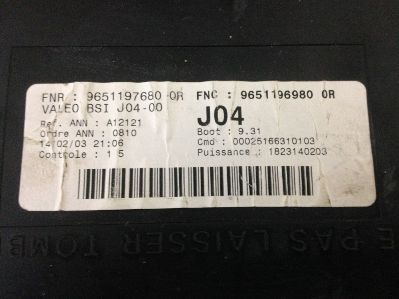 ELEKTRONIKA MODUL PEUGEOT 307 > 01-05 9651197680