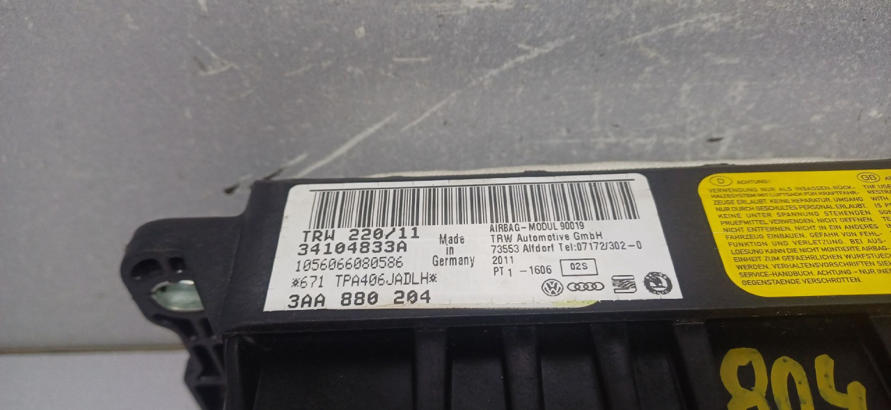 AIRBAG SUVOZACA VW PASSAT B7 > 10-14 3AA880204