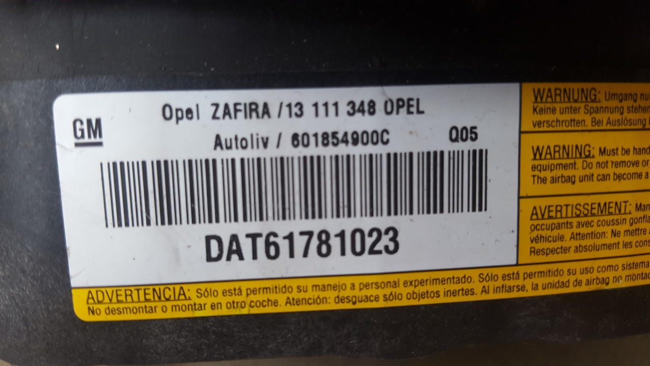 AIRBAG VOLANA OPEL ZAFIRA B > 05-07 13111348