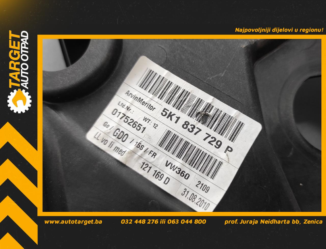 DIJELOVI ELEKTRO PODIZAC STAKLA VW GOLF 6 > 08-12 5K1837729P