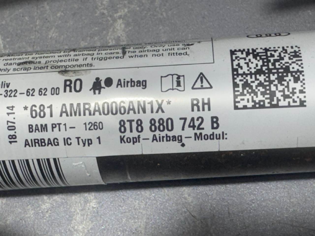 KROVNI AIRBAG AUDI A5 (8T) SPORTBACK > 11-17 8T8880742B
