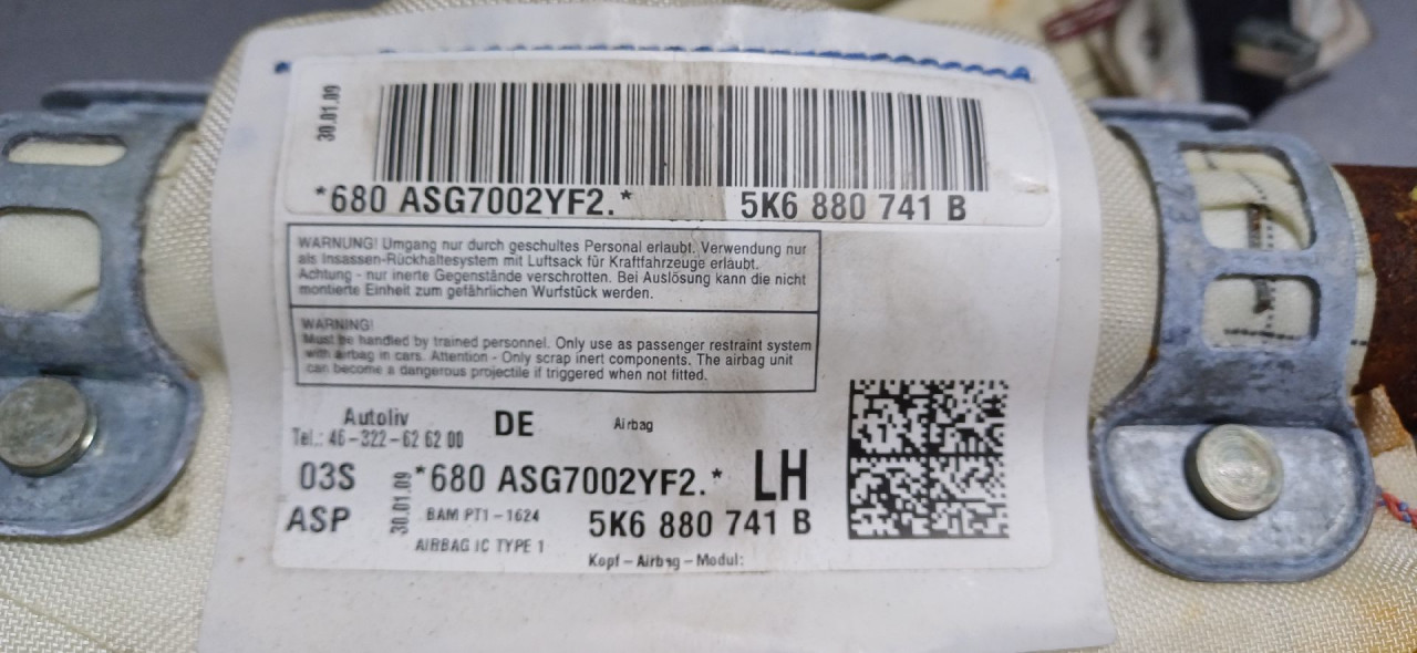 KROVNI AIRBAG VW GOLF 6 > 08-12 5K6880741B