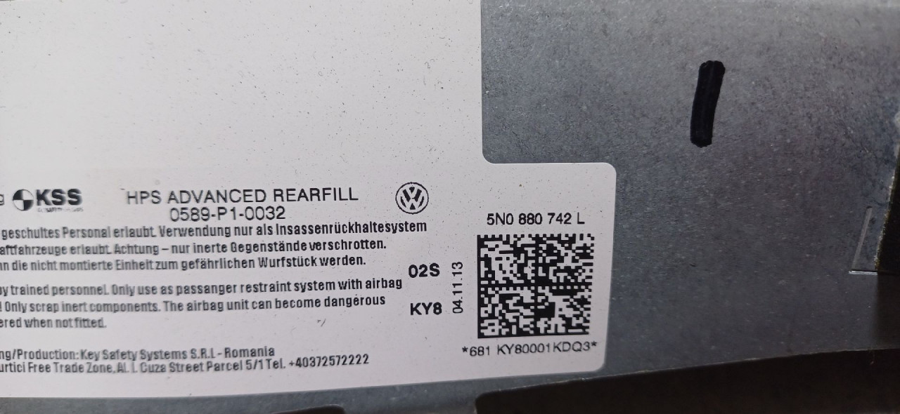 KROVNI AIRBAG VW TIGUAN > 11-15 5N0880742L