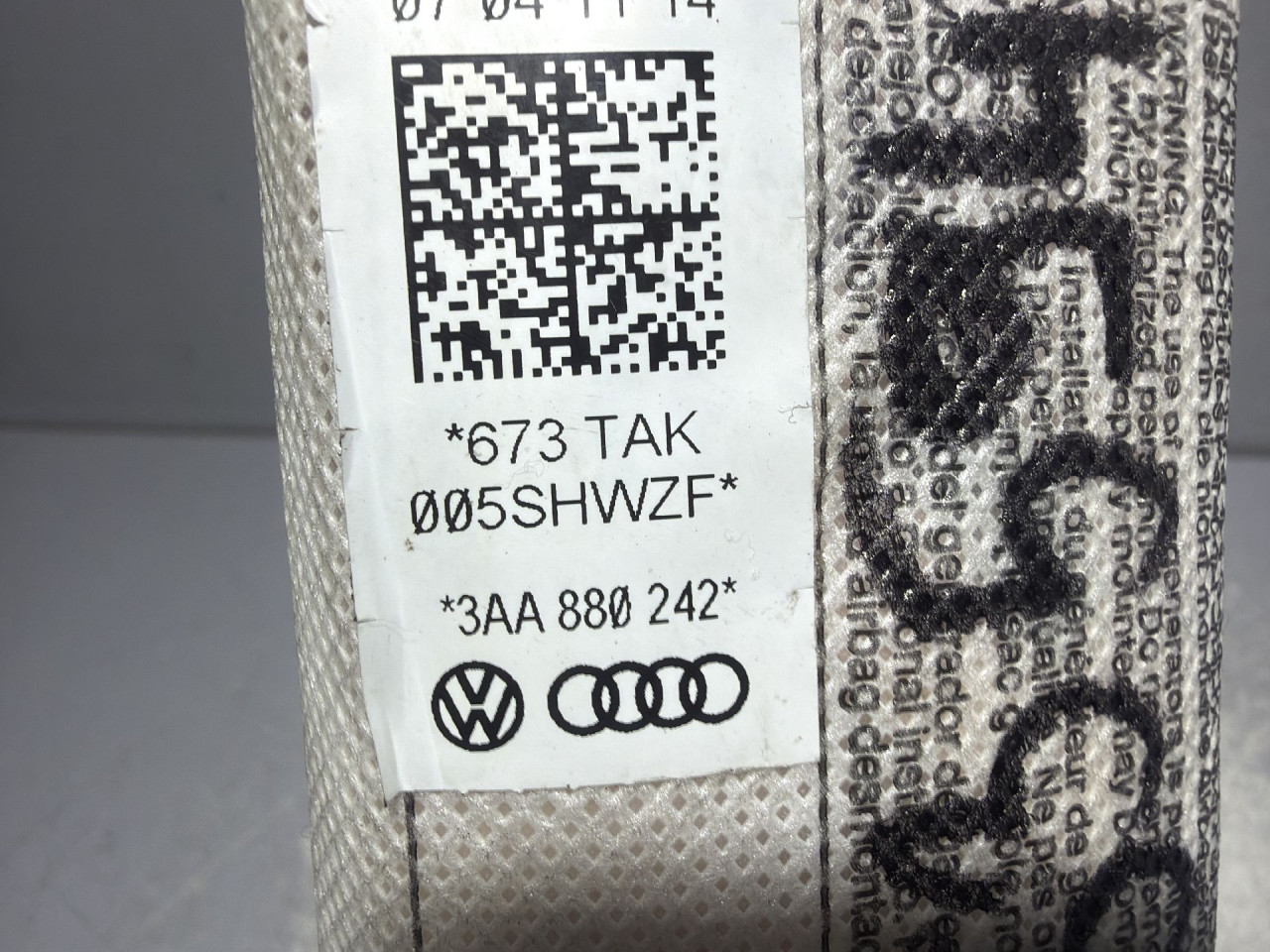 DIJELOVI AIRBAG SJEDISTA VW PASSAT B7 > 10-14 3AA880242