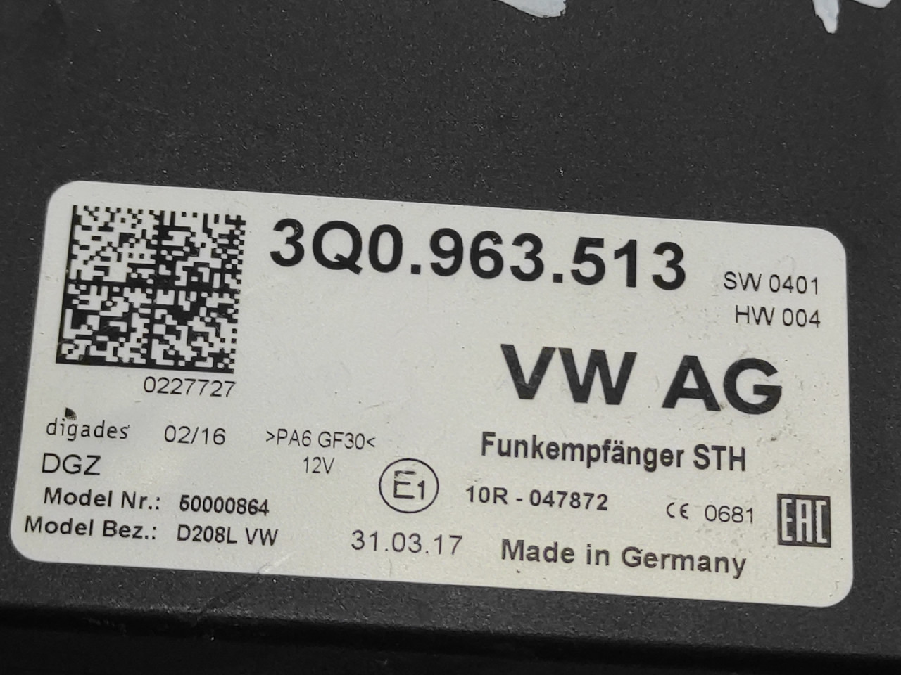 ELEKTRONIKA MODUL VW AMAROK > 16-18 3Q0963513