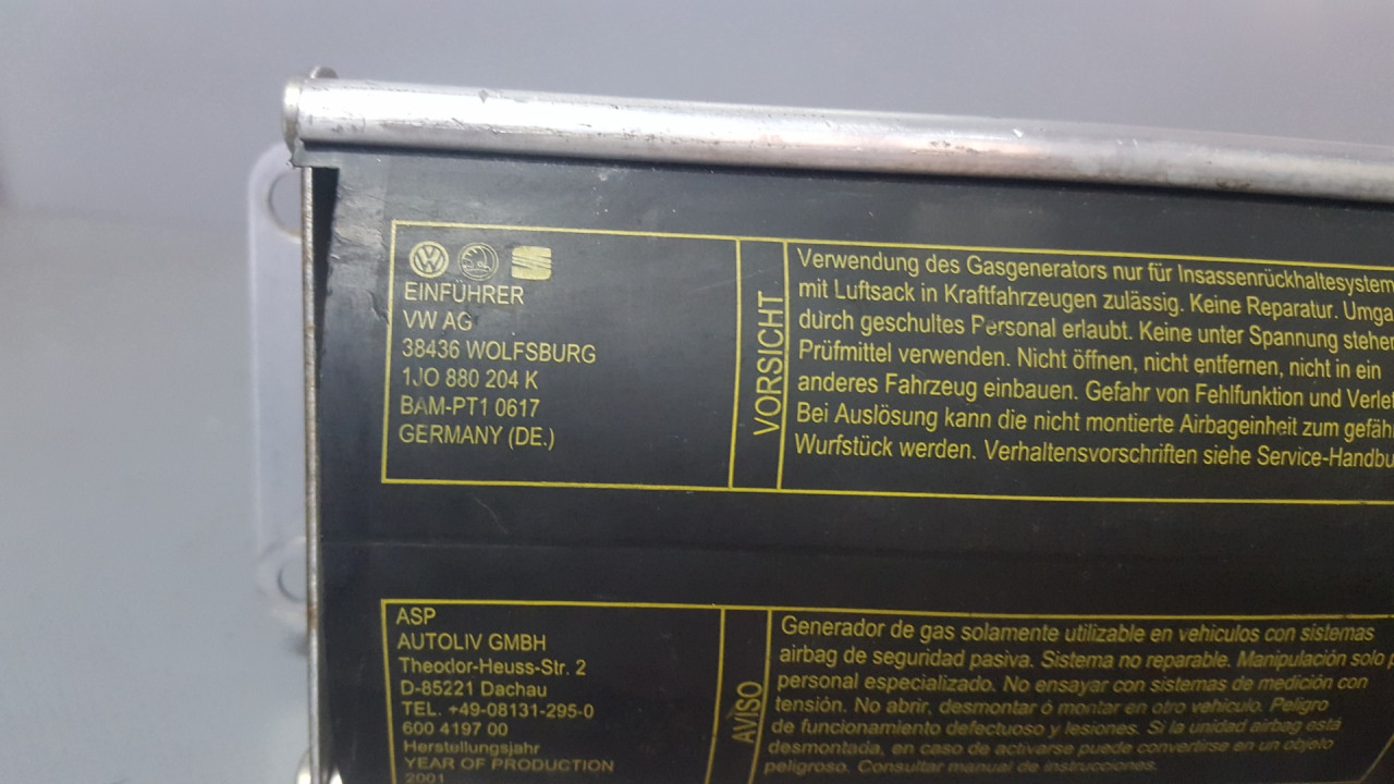 AIRBAG SUVOZACA SKODA OCTAVIA > 00-04 1J0880204K 002QEM
