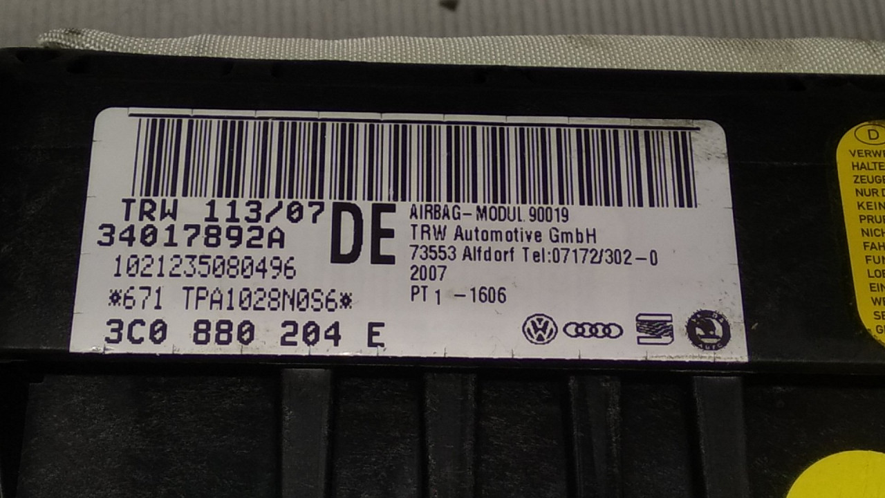 AIRBAG SUVOZACA VW PASSAT B6 > 05-10 3C0880204E