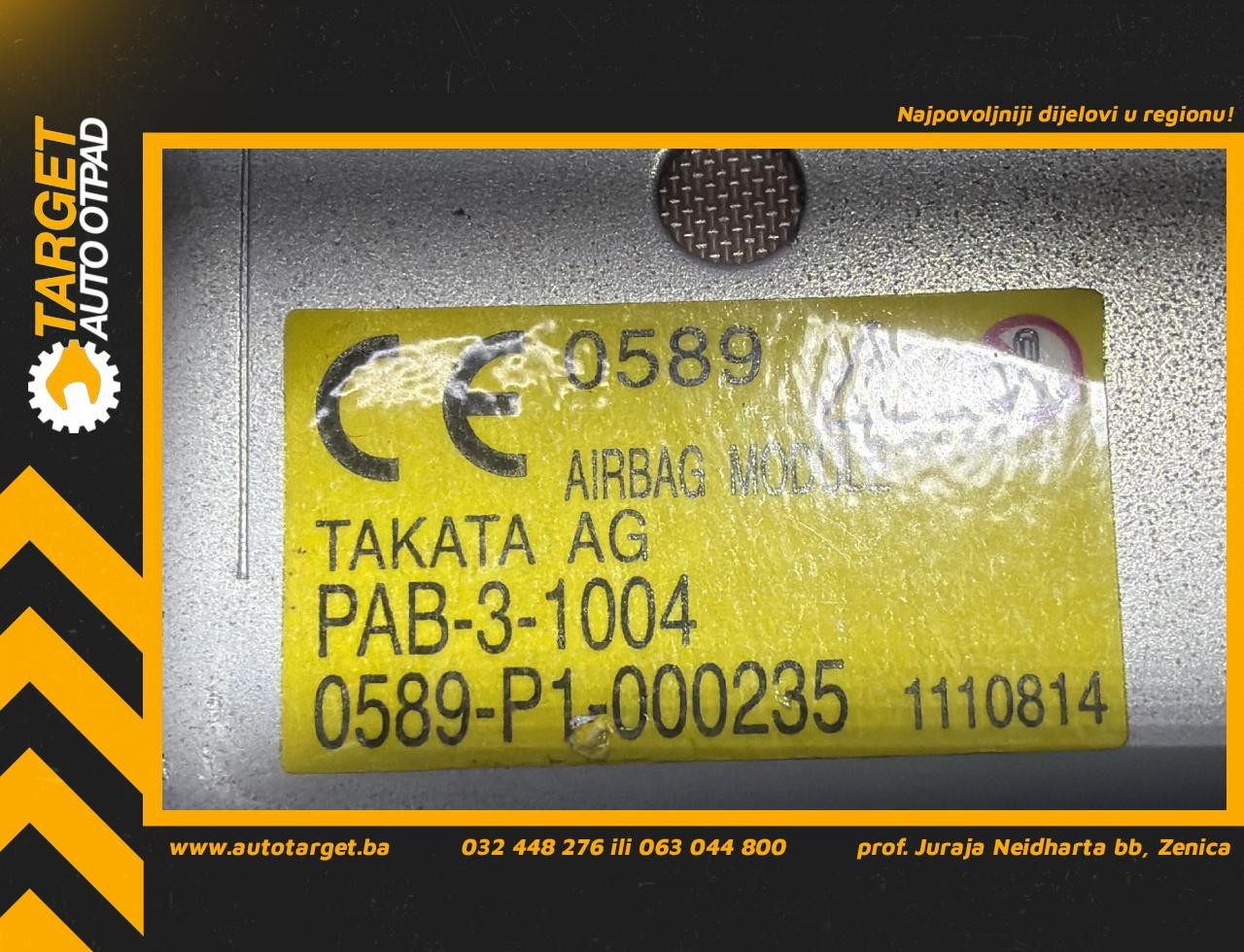 DIJELOVI AIRBAG SUVOZACA MAZDA 3 > 13-16 2.2 PAB31004