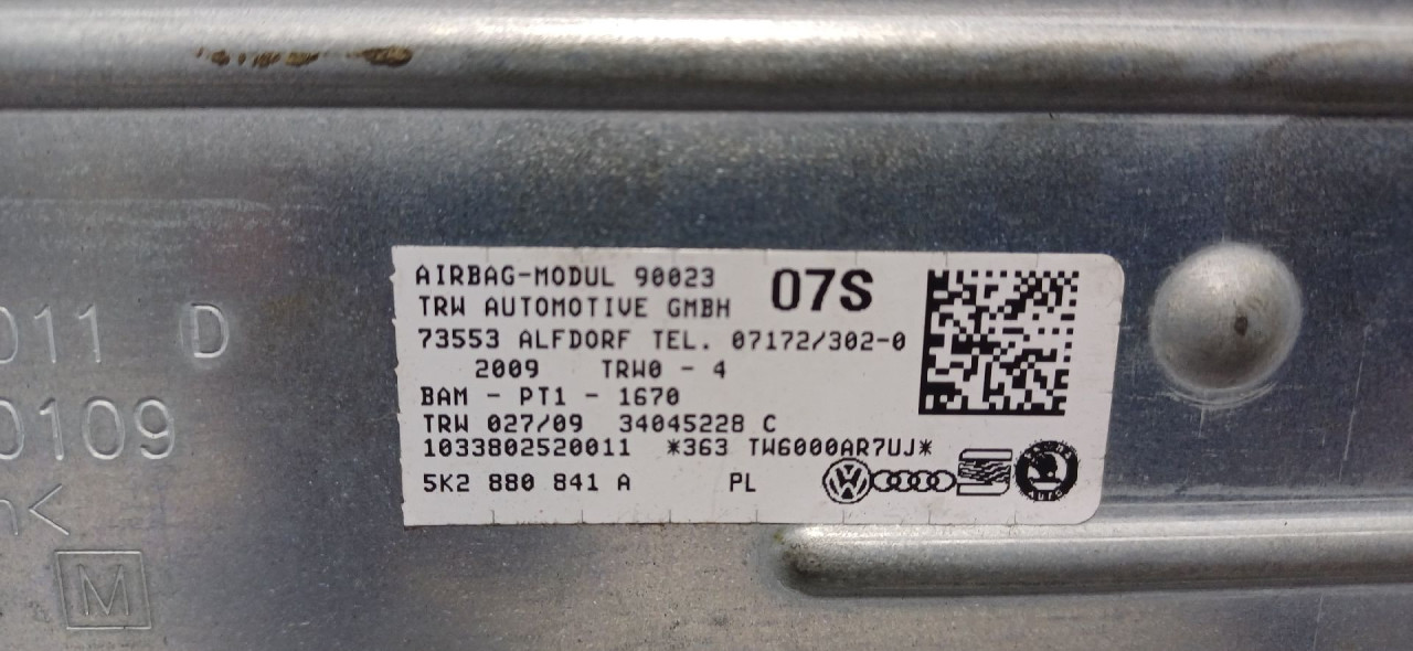 DIJELOVI AIRBAG NOGU VW GOLF 6 > 08-12 5K2880841A