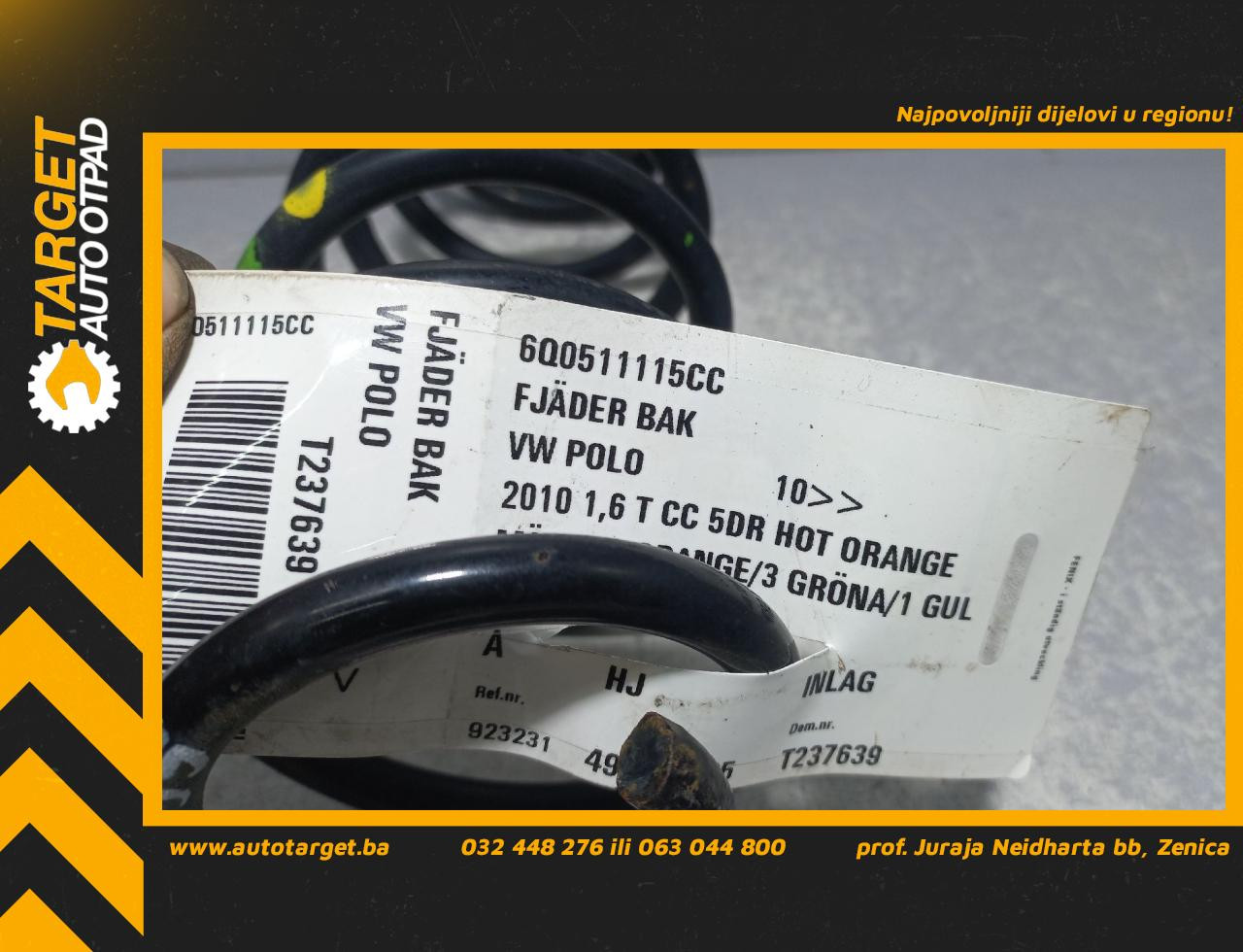 DIJELOVI OPRUGA AMORTIZERA VW POLO > 09-14 6Q0511115CC