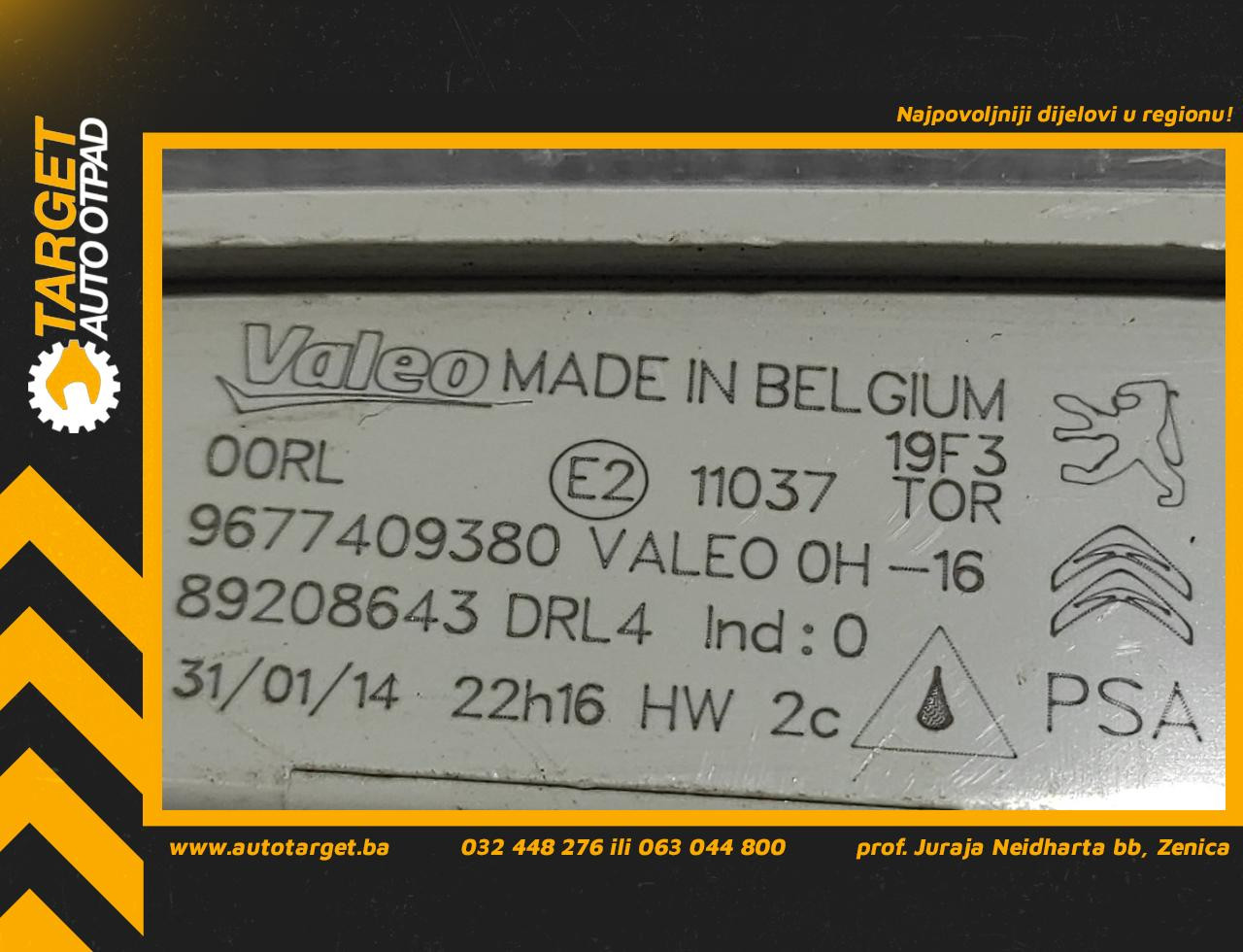 DIJELOVI DNEVNO SVJETLO PEUGEOT PARTNER > 12-15 9677409380