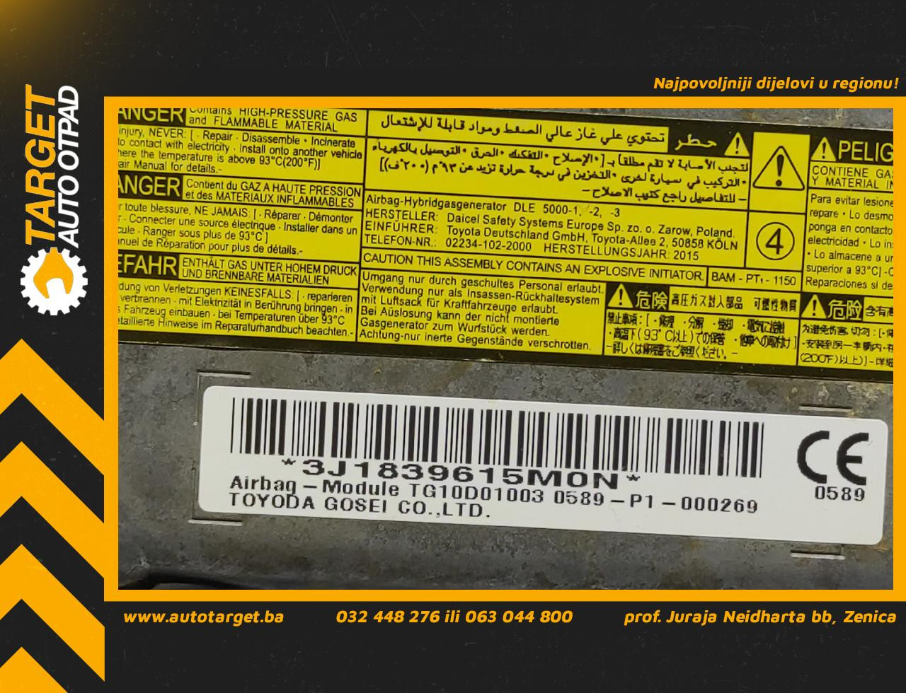 DIJELOVI AIRBAG NOGU TOYOTA YARIS > 14-16 0589P1000269
