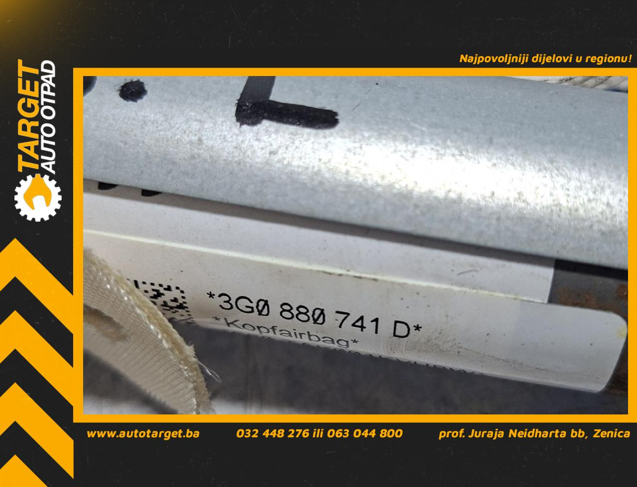 DIJELOVI KROVNI AIRBAG VW PASSAT B8 > 14-19 1.6 3G0880741D