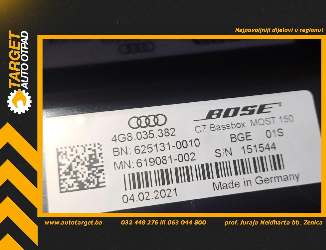 DIJELOVI ZVUCNIK AUDI A7 S-LINE > 14-18 3.0 4G8035382