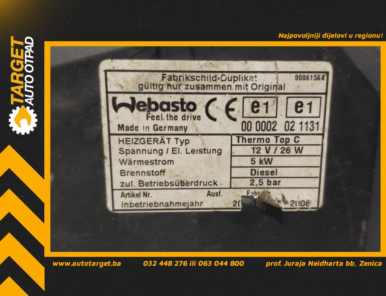 DIJELOVI WEBASTO VW TOUAREG > 02-06 000002021131