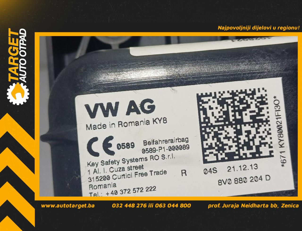 DIJELOVI AIRBAG SUVOZACA SKODA OCTAVIA > 13-16 1.6  8V0880204D