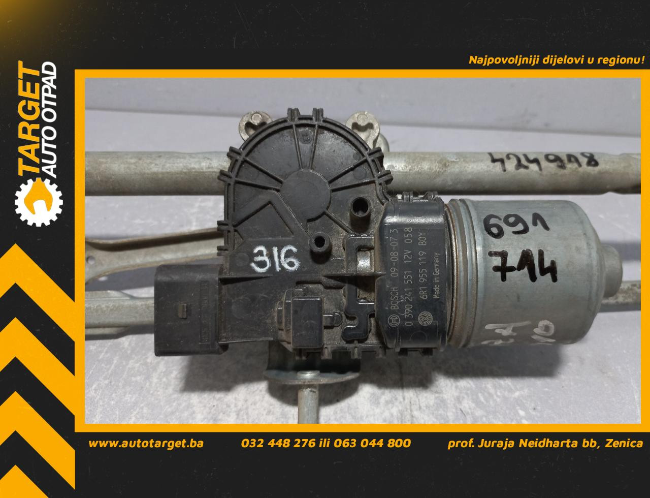 DIJELOVI MOTORIC PREDNJEG BRISACA VW POLO > 09-14 6R1955119