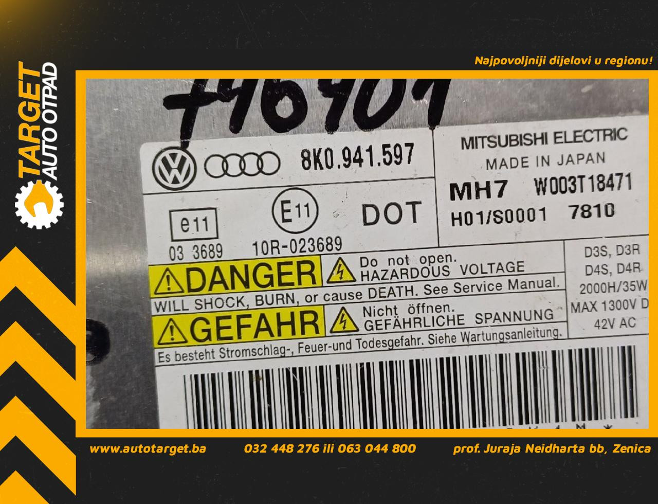 DIJELOVI BALAST FARA AUDI A3 (8V1/8VA) > 12-16 8K0941597