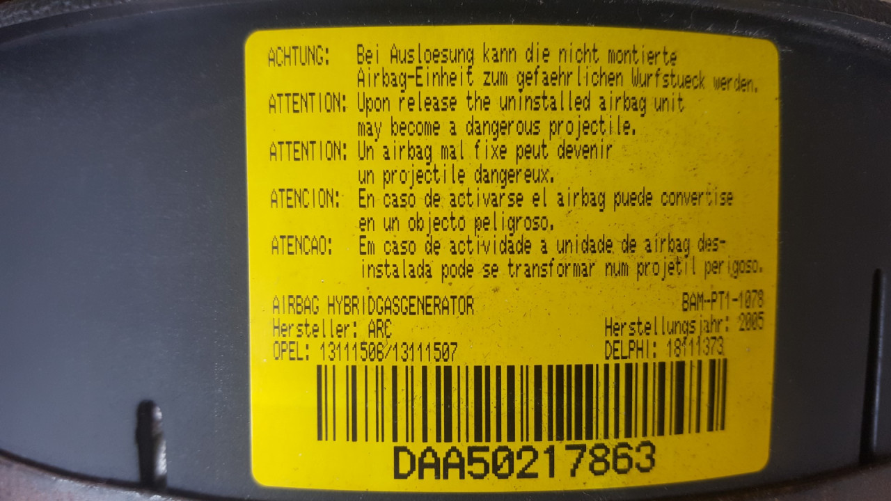AIRBAG VOLANA OPEL CORSA C > 00-03 13111506