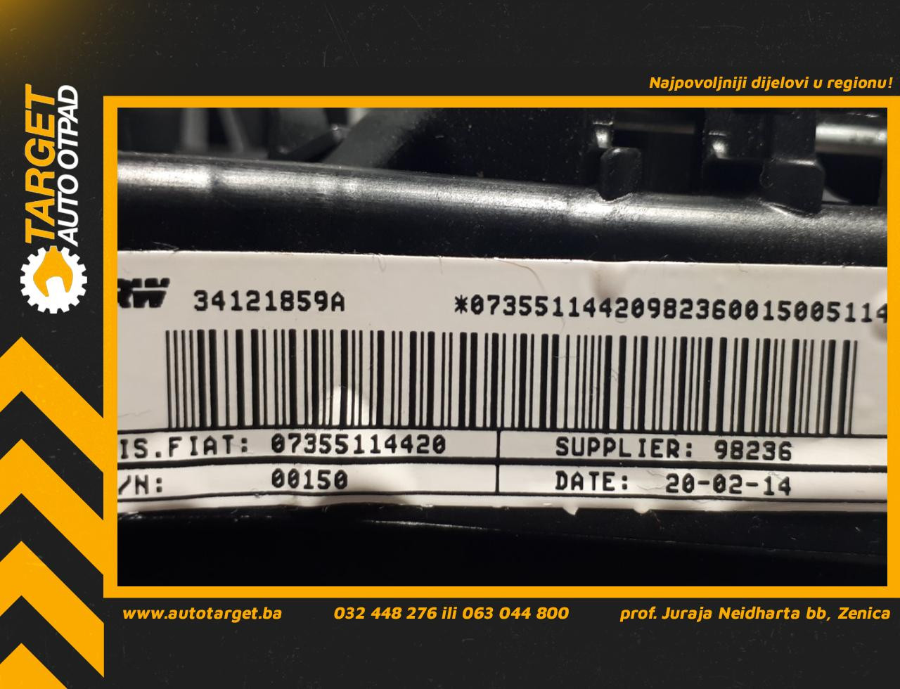 DIJELOVI AIRBAG VOLANA FIAT FIORINO > 07-16 34121859A