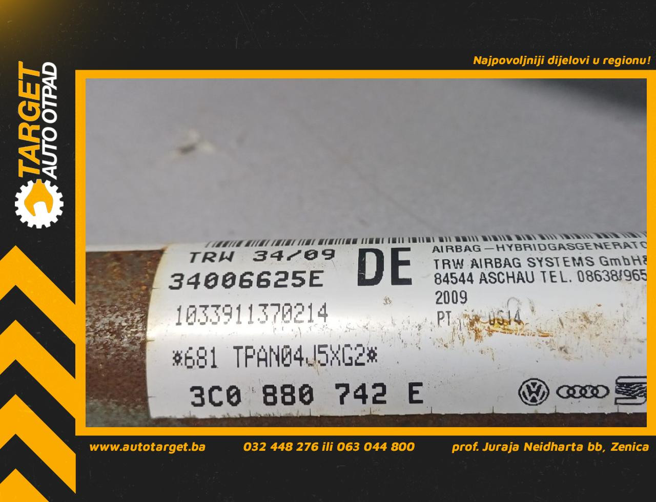 DIJELOVI KROVNI AIRBAG VW PASSAT B6 > 05-10 2.0 3C0880742E