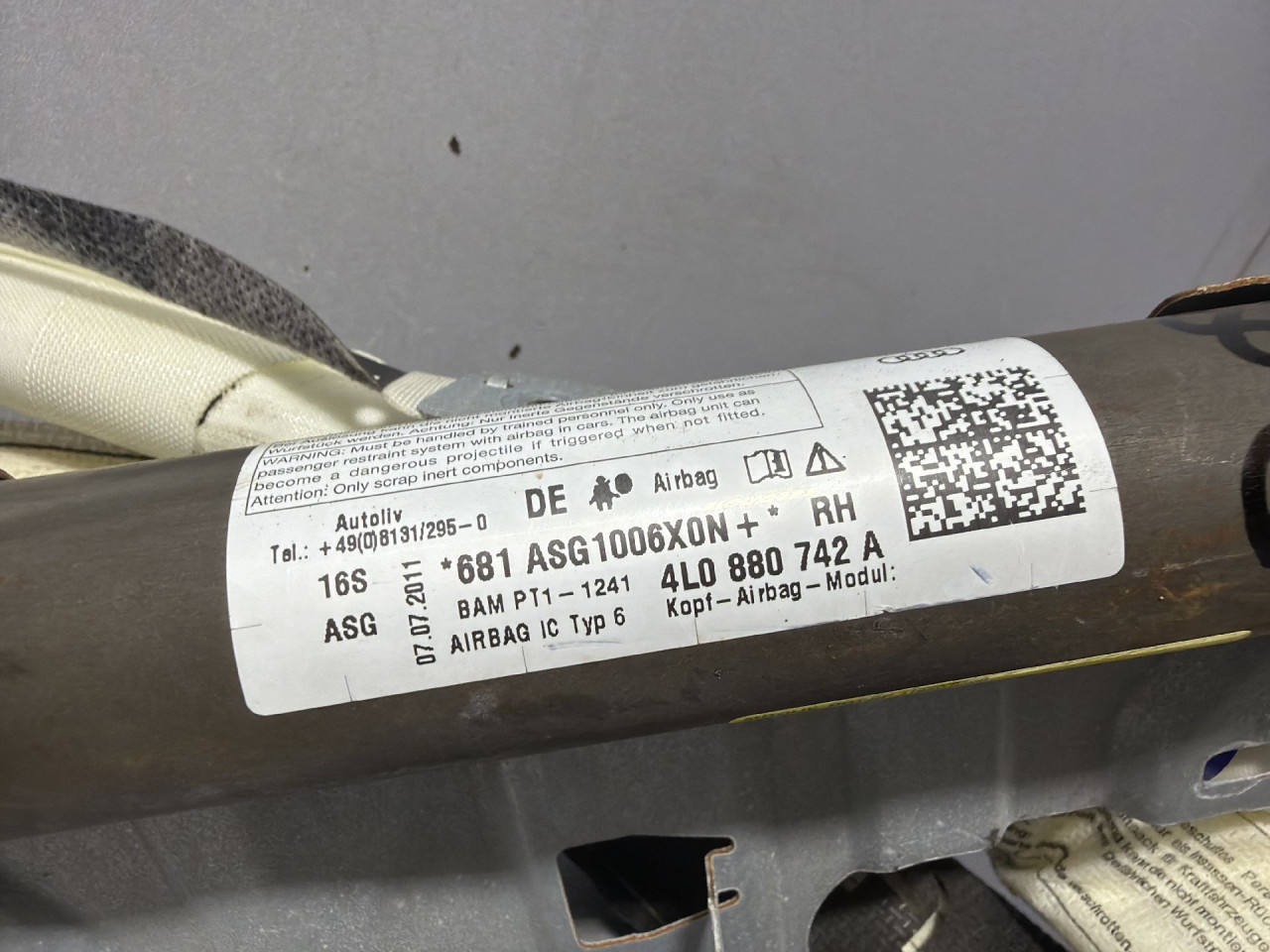 DIJELOVI KROVNI AIRBAG AUDI Q7 (4L) > 09-15 4L0880742A