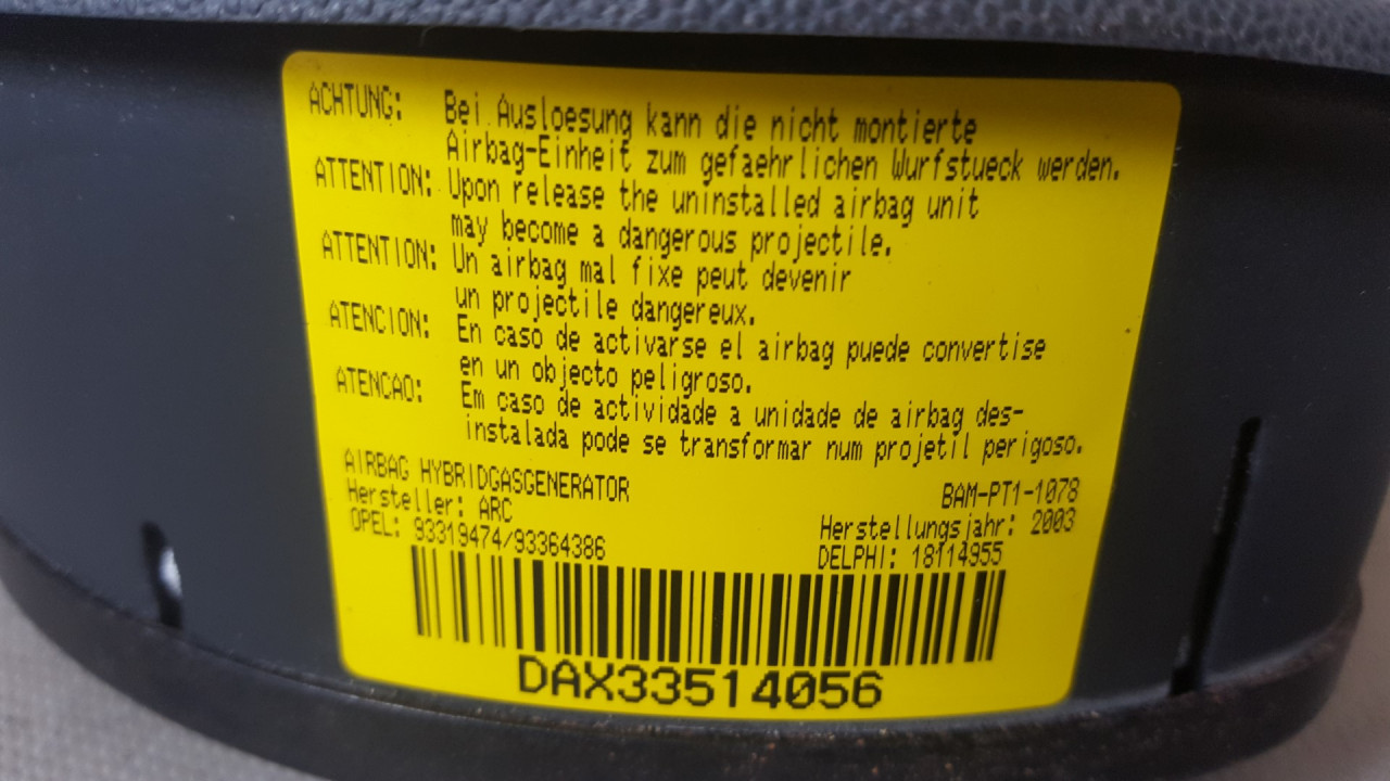 AIRBAG VOLANA OPEL MERIVA > 03-06 93319474
