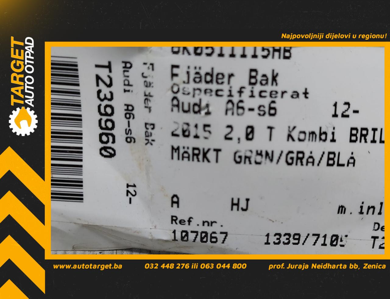 DIJELOVI OPRUGA AMORTIZERA AUDI A4 (B8) > 07-11 8K0511115HB