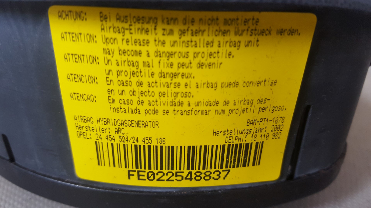 AIRBAG VOLANA OPEL CORSA C > 00-03 24454524