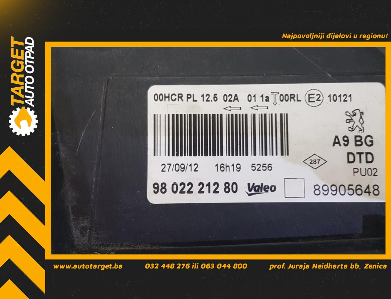DIJELOVI FAR PEUGEOT 208 > 12-15 9802221280