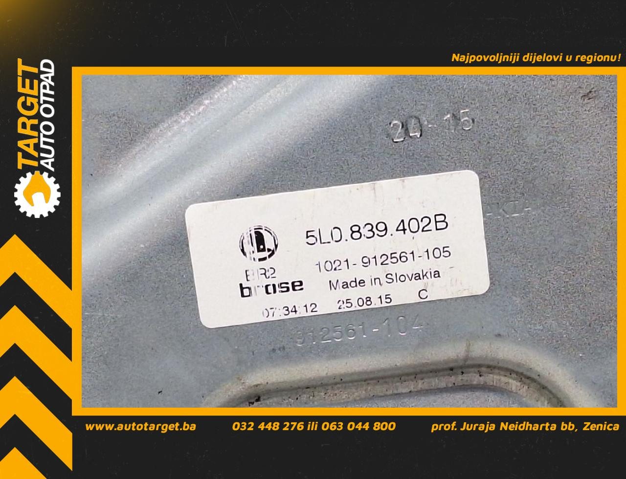 DIJELOVI ELEKTRO PODIZAC STAKLA SKODA YETI > 13- 2.0 5L0839402B