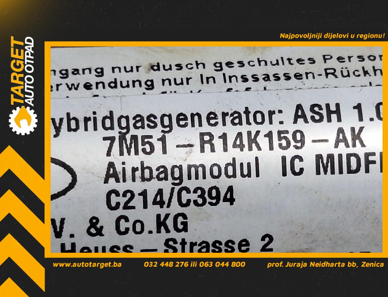 DIJELOVI KROVNI AIRBAG FORD KUGA > 08-12 2.0 7M51R14K159AK
