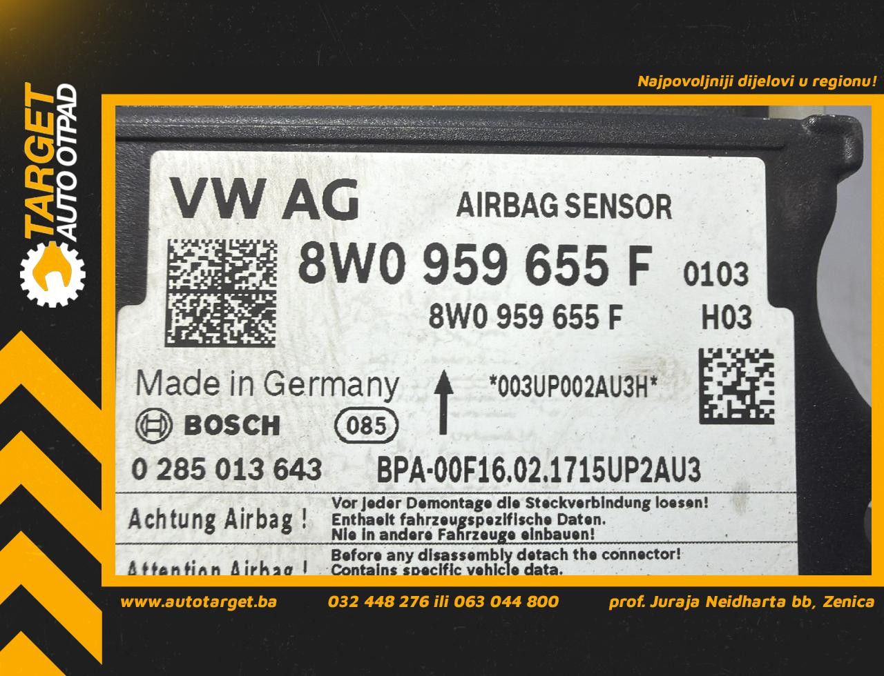 DIJELOVI ELEKTRONIKA AIRBAGA AUDI A4 (B9) > 15-18 2.0 8W0959655F