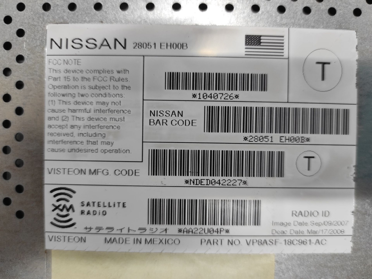 ELEKTRONIKA MODUL NISSAN ALTIMA > 07-12 28051EH00B
