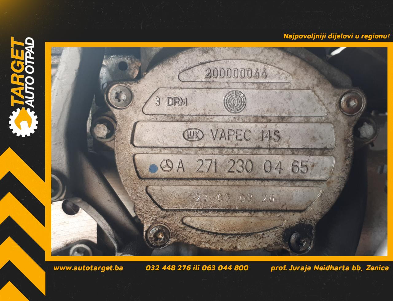 DIJELOVI VAKUM PUMPA MERCEDES CLK (W209) > 02-09 1.8 A2712300465