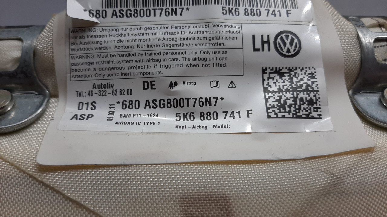 KROVNI AIRBAG VW GOLF 6 > 08-12 5K6880741F