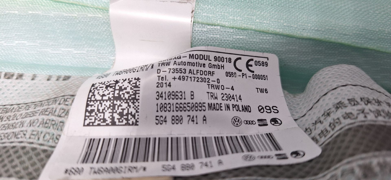 KROVNI AIRBAG VW GOLF 7 > 12-16 5G4880741A