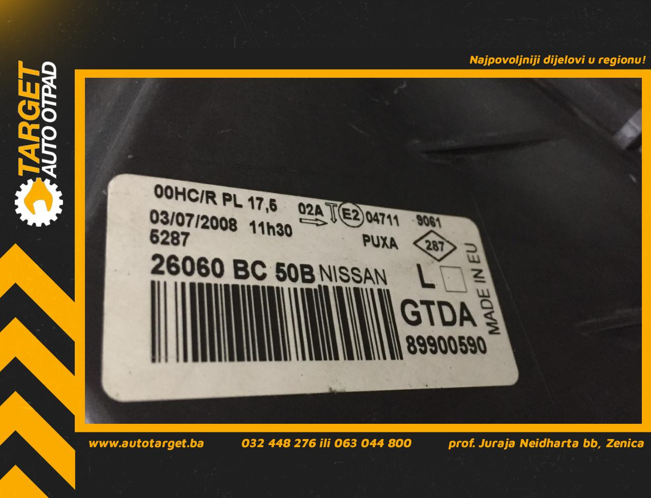 DIJELOVI FAR NISSAN MICRA > 03-05 26060BC50B