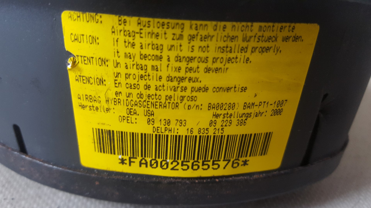 AIRBAG VOLANA OPEL CORSA C > 00-03 09130793