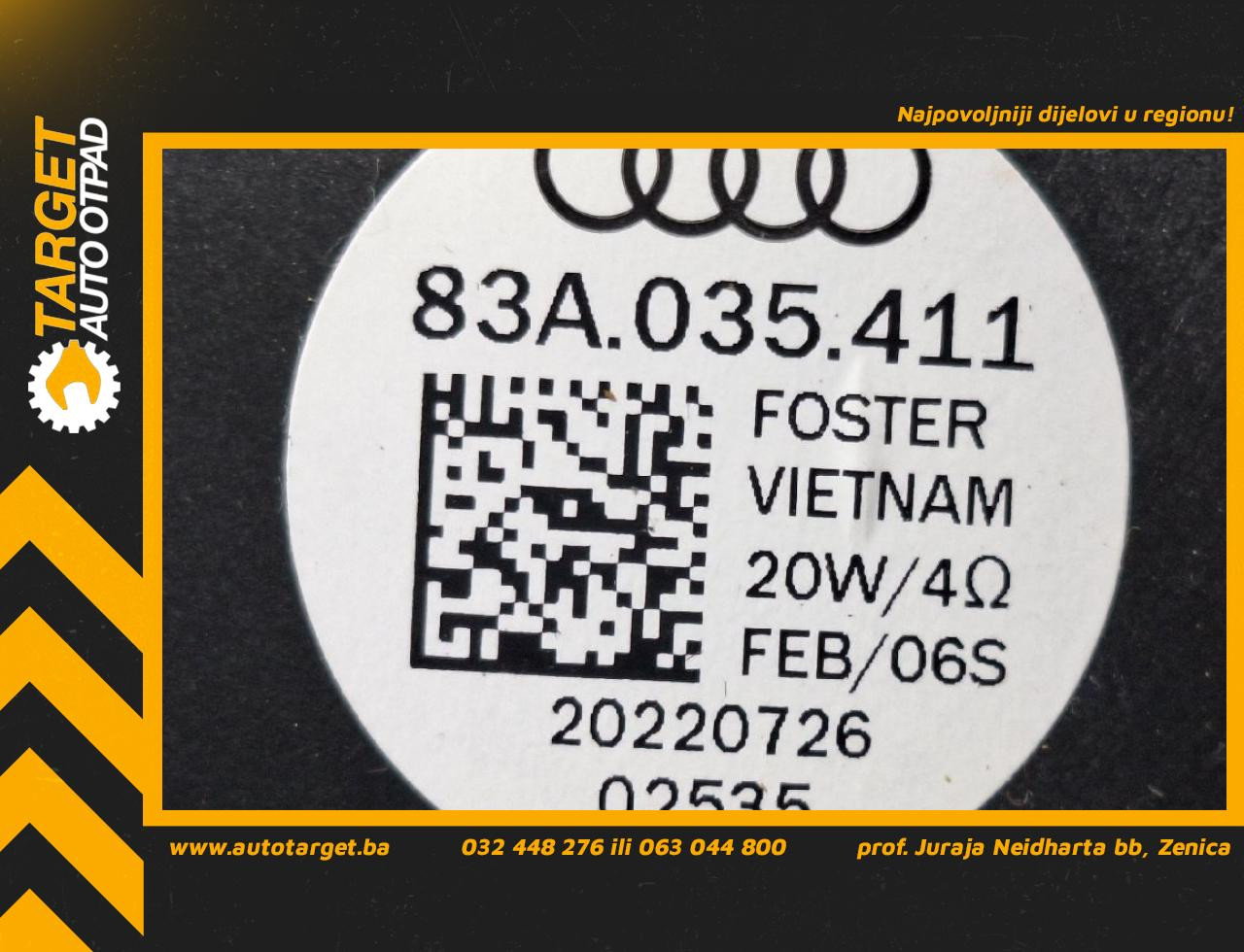 DIJELOVI ZVUCNIK AUDI Q3 > 18- 2.0 83A035411